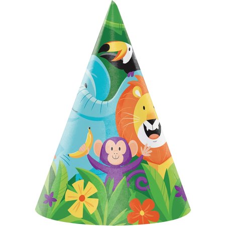 CREATIVE CONVERTING Jungle Safari Party Hats, 4.25"x6.25", 48PK 340108